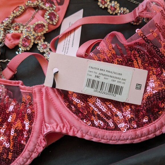Agent Provocateur Calista Bra (34C) and Panty (Size 4 / AP Size 2) Set - Picture 8 of 12